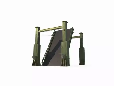 Modern architectural steel suspension bridge 3D model