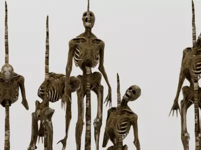 Impaled Skeleton Horde High-Detail PBR 3D Set for Games VFX  3D model