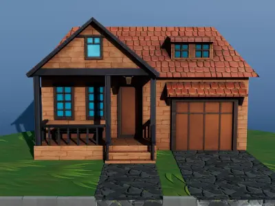 Stylized House Environment Texture and Low-poly 3D model