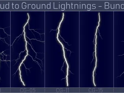 Realistic Lightnings Bundle 01 - 5 pack CG
