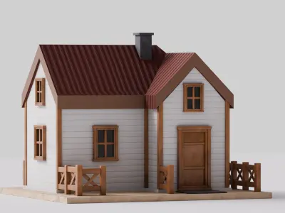 Cute Cartoon Small Wood House 01 3D model
