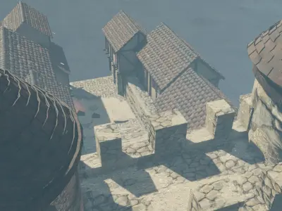 medieval town AOE style Low-poly 3D model