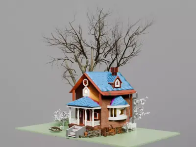 Cartoon House 3D model 6