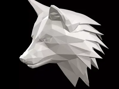 Geometric Wolf Head Low Poly 3D print model