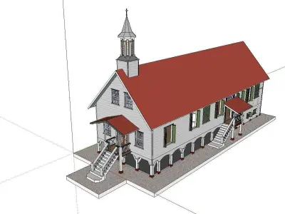 Architecture-Religion-God-Culture-Temple-074 church with stee... 3D model