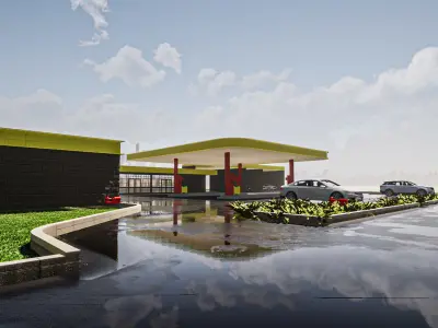 Petrol Station Gas Station Low-poly 3D model