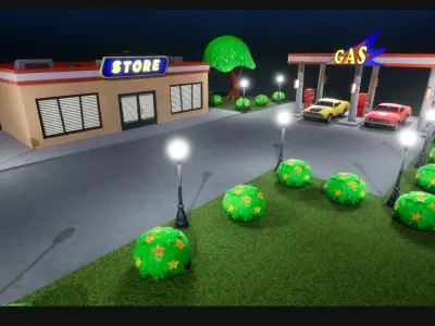 Stylized Corner Store Low-poly 3D model