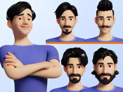 Customizable Man Cartoon Character Low-poly 3D model