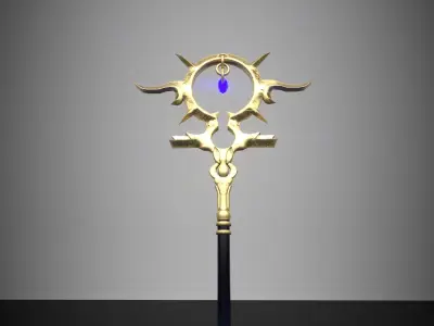 Magic space staff weapon Low-poly 3D model