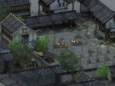 Old Courtyard Low-poly 3D model