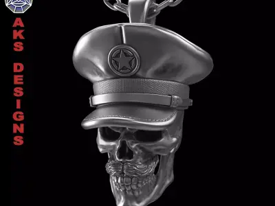 skull Pendant jewelry Army captain soldier  v1  3D print model