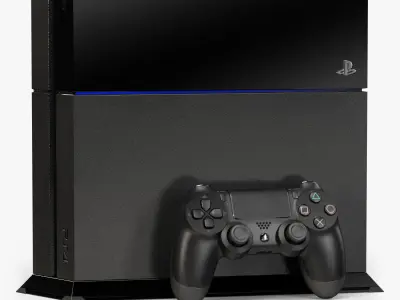 Sony PlayStation 4 with Stand Black White Grey Colors Low-poly 3D model