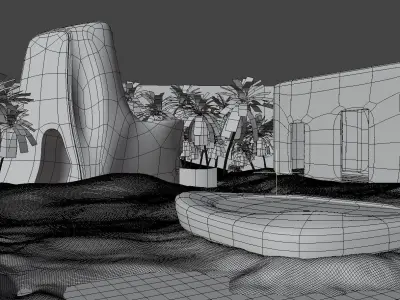 Sci Fi Desert Villa Low-poly 3D model