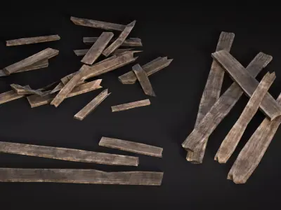 Broken Wood Debris Pack - 29 Assets PBR Game Ready Low-poly 3D model