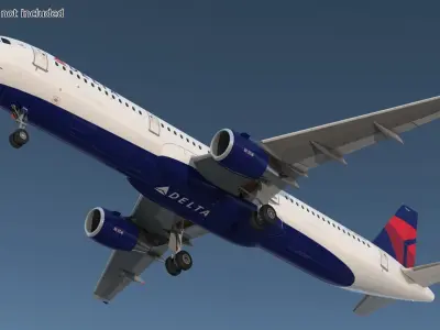  Delta Airlines Airbus A321 with Interior and Doors 