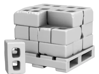 Pallet with concrete blocks 3D print model