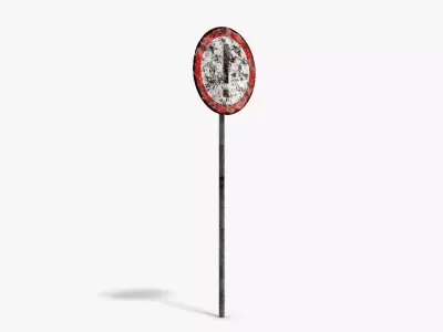 Damaged Attention Sign Low-poly 3D model
