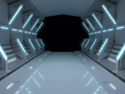 Neon scifi spaceship studio scene background 3D model