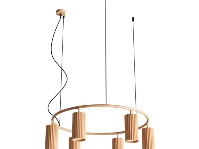 LUPS 6 Head Round Nordic Spot Chandelier Low-poly 3D model