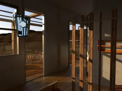 laosMovikheien wooden house in desert 3D model