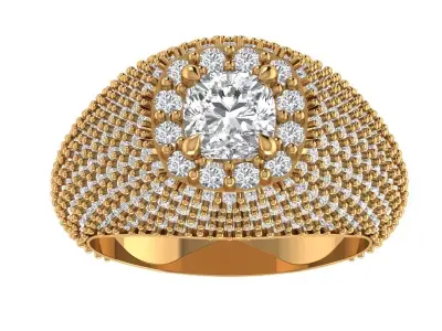 Cushion Square Gents Ring 3D print model