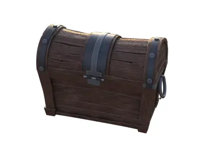Stylized Wooden Chest PBR Low-poly 3D model