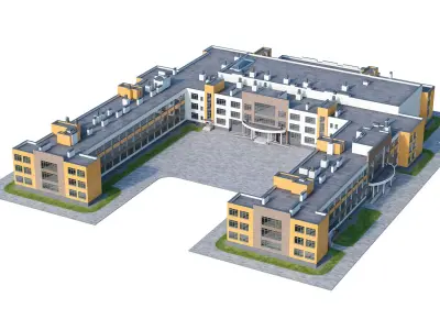 Modern school building 2 3D model