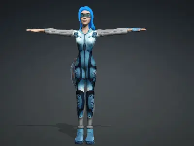 Sci fi toon girl  Low-poly 3D model