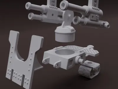 Squat Gun and Support Weapon Carriage 3D print model