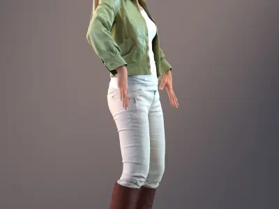 Rigged 3D low poly female with summer jacket Low-poly 3D model
