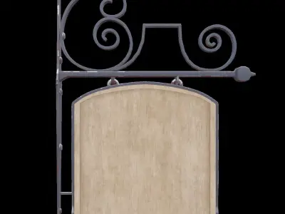 Signboard 3 wrought iron sign Low-poly 3D model