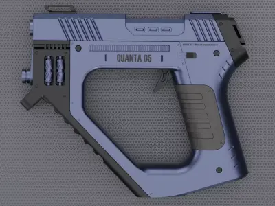 Quanta 05 SciFi Concept Futuristic Handgun Violet Color 3D model