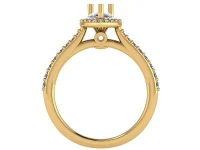 Pear shape halo ring with pave setting on the sides 3D print model