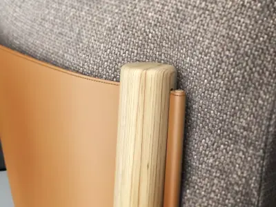 Y S sofa made of wood and leather 3D model