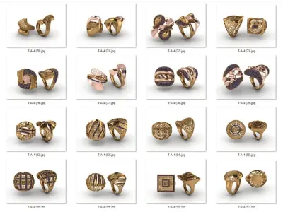 ring 50 pieces drawing 3d rihone drawing ring rings ring  3D print model