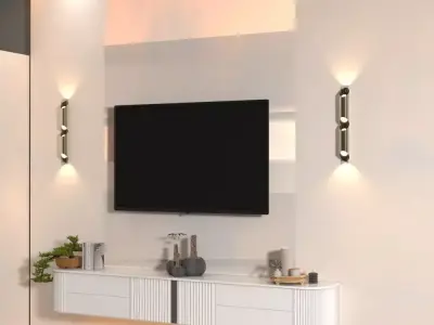 Modern Minimalist TV Wall -Functional TV Wall Design 3D model