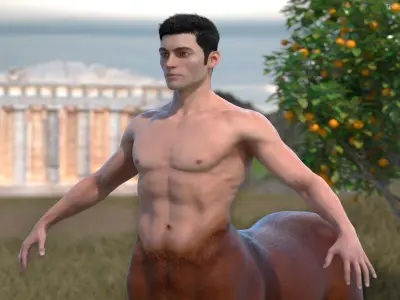  Centaur Mythical Creature A-Pose Fur 