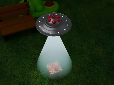 Sci Fi UFO Spaceship 3D Model Game Ready  Alien Animated Lights Low-poly 3D model