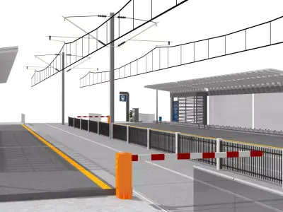 Contemporary Tramway Station Low-poly 3D model