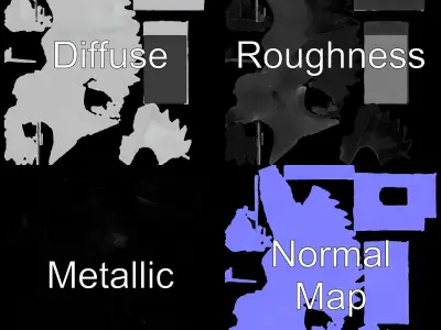 Winged Sculpture Head model pack for creative projects Low-poly 3D model