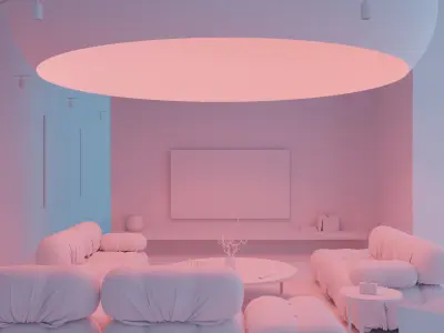 Modern livingroom with pink bubble light 3D model