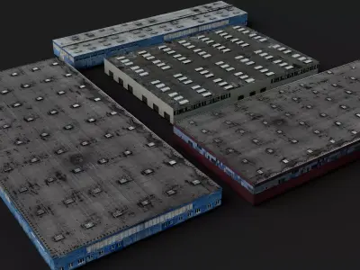 warehouses industrial city buildings pack lowpoly 3d models Low-poly 3D model