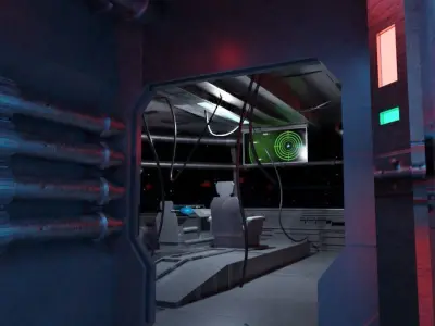 Spaceship - Cyberpunk style Low-poly 3D model