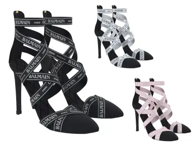 Balmain Couture suede heels Low-poly 3D model