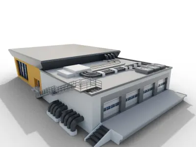 Low Poly Mall building Low-poly 3D model