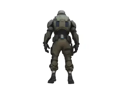 Futuristic Armored Soldier with Tactical Gear 3D model