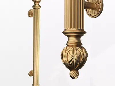 Classic Door Handle 06 Gold Low-poly 3D model