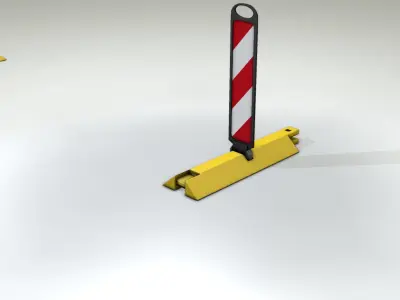 Yellow guide barrier 17 pointing right 628-10 Low-poly 3D model
