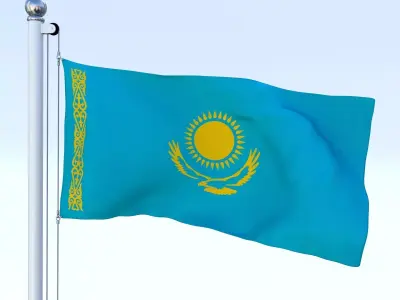 Animated Kazakhstan Flag Low-poly 3D model