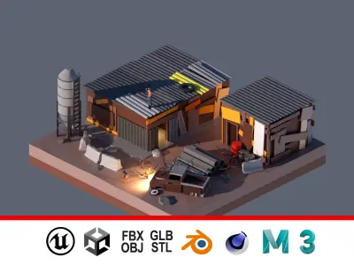 land 13A Low-poly 3D model